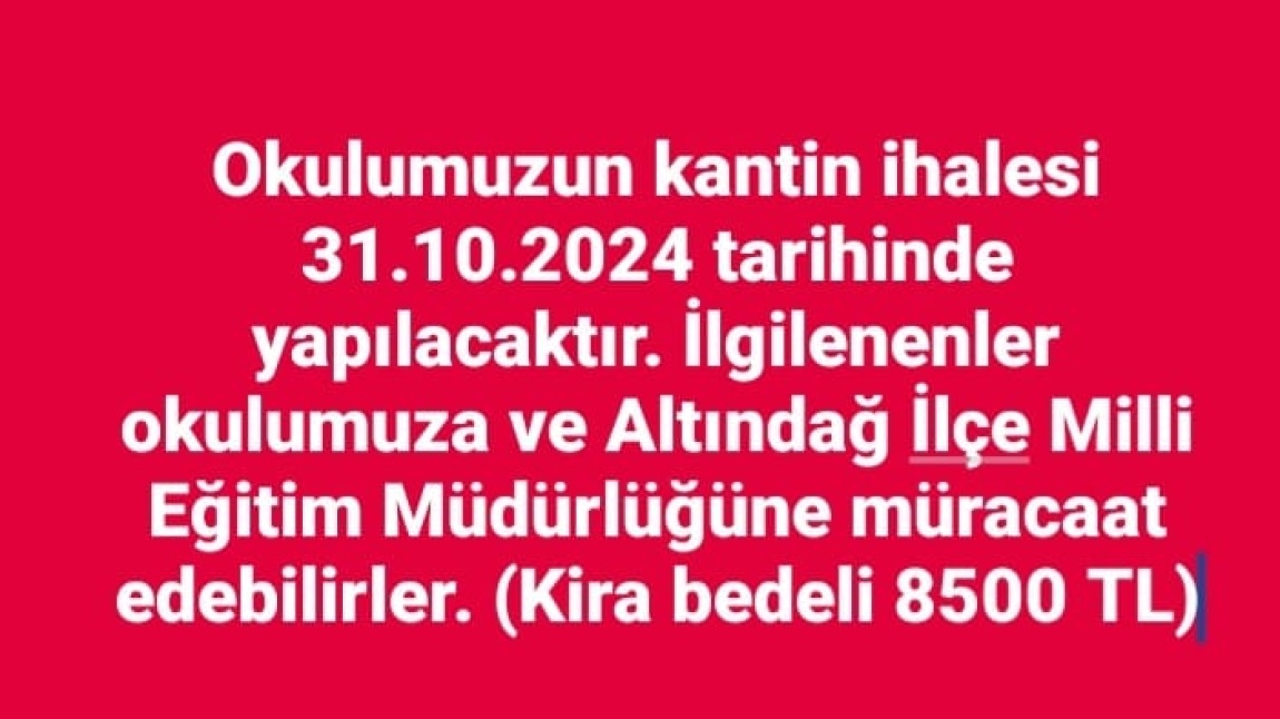 OKULUMUZ KANTİN İHALESİ